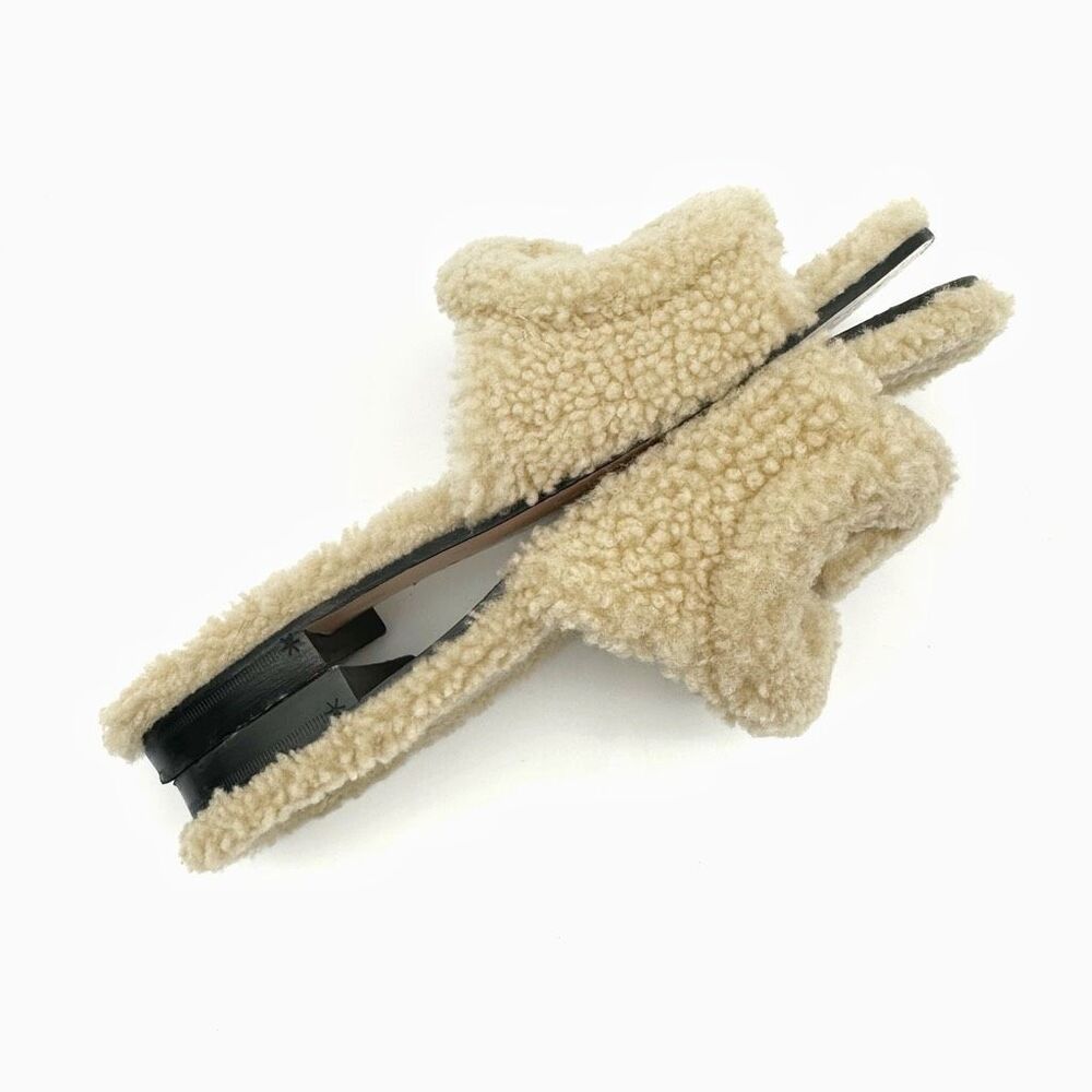 GUCCI Wool Shearling Fur GG Sandal Mule 37.5 Interlocking GG Logo Slip On Slide - Picture 7 of 11
